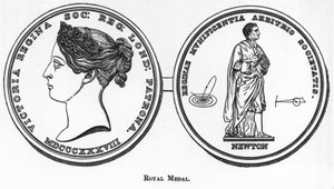 Medaille mit Sir Isaac Newton, englischer Mathematiker