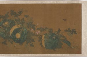 Melonenranken, Blumen und Insekten von Unbekannt