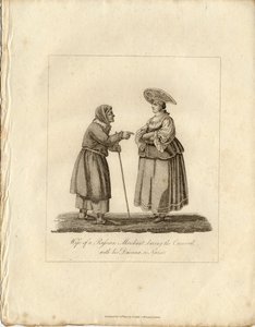Kaufmannsfrau mit Krankenschwester während des Faschings, 1833 von Unbekannt