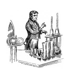 Michael Faraday hält einen Vortrag an der Royal Institution, London, 1835, 20. Jahrhundert von Unbekannt