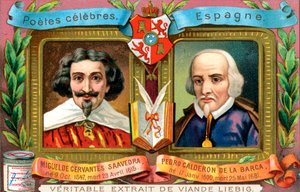 Miguel de Cervantes Saavedra und Pedro Calderon De La Barca, ca. 1900 von Unbekannt