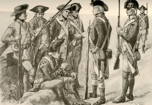 Militäruniformen in Amerika, ca. 1770, 1937 von Unbekannt