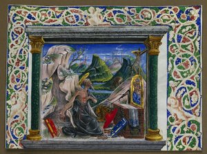 Miniatur aus einem Manuskript: St. Hieronymus in der Wildnis von Unbekannt