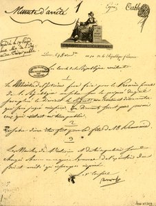 Ministerialerlass über...ein...Säbel für den Ersten Konsul, 10. Oktober 1801, 1921 von Unbekannt