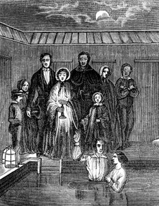 Mormonentaufe durch vollständiges Untertauchen, Salt Lake City, Utah, 1853