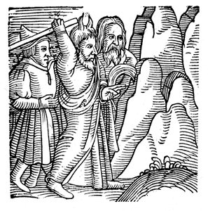Moses schlägt den Felsen in der Wüste und bringt Wasser hervor, 1557