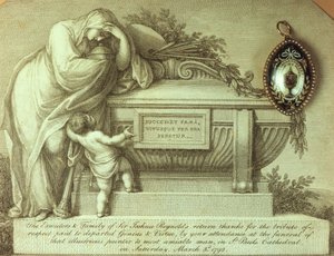 Trauerkarte und Andenken an Sir Joshua Reynolds, 1792 von Unbekannt