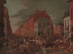Umzugstag im alten New York, ca. 1827 von Unbekannt