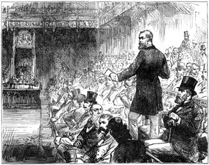 Mr. Plimsoll spricht im House of Commons, London, Mitte-Ende des 19. Jahrhunderts, 1900 von Unbekannt