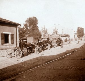Maultierwagen mit Vorräten, Verdun, Nordfrankreich, ca. 1914-1918 von Unbekannt