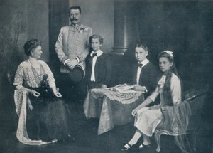 Ermordeter Erzherzog Franz Ferdinand mit seiner Frau und Kindern
