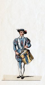 Musiker, Kostümentwurf für Shakespeares Stück, Heinrich VIII., 19. Jahrhundert von Unbekannt