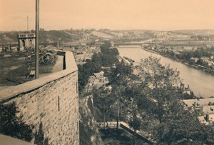 Namur. Tourelle des Guetteurs und Zusammenfluss von Sambre und Maas, ca. 1900