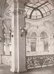 Nationalbibliothek: eine Ecke der Galerie mit Blick auf den öffentlichen Lesesaal, 1914