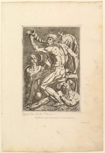 Neptun sitzt und bläst eine Muschelschale, 16. Jahrhundert