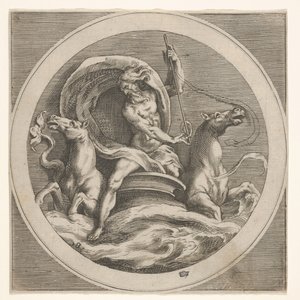 Neptun steigt aus dem Meer und trägt einen Stab, begleitet von zwei pferdeköpfigen..., ca. 1550-1600