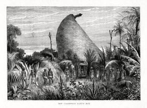 Einheimische Hütte in Neukaledonien, Südwestpazifik, 1877
