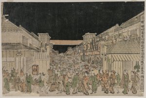 Nachtszene, Straße der Theater, späte 1700er bis frühe 1800er