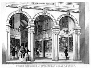 Nordeingang der Burlington Arcade, Westminster, London, 19. Jahrhundert
