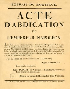 Bekanntmachung der Abdankung von Kaiser Napoleon, 11. April 1813, 1921