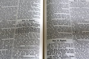Obersteinbach, Bas-Rhin, Frankreich, 29.05.2014 - Bibel. Lutherischer Tempel