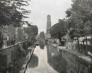 Alter Kanal und Domturm, Utrecht, Niederlande, 1895