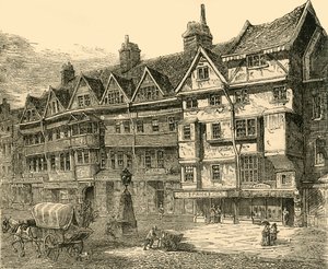 Alte Häuser in Holborn nahe Middle Row, um 1872