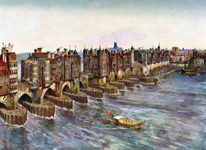 Alte London Bridge, um 1630, ca. 1900-1920 von Unbekannt