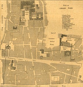 Alte Karte des Wards von Cheap - um 1750, 1897 von Unbekannt