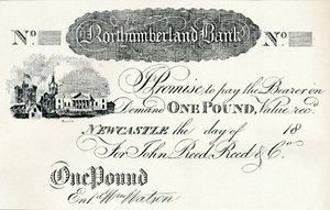 Ein-Pfund-Note für die Northumberland Bank, ca. 1820 von Unbekannt