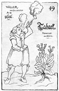 Eine der frühesten Darstellungen des Rauchens, 1616 von Unbekannt