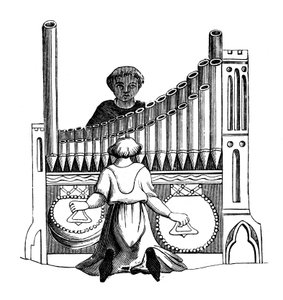 Orgel mit einer einzigen Tastatur, 14. Jahrhundert, 1870