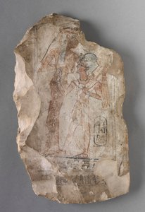 Ostrakon: Ramses II. wird von einer Göttin gesäugt, um 1279-1213 v. Chr. von Unbekannt