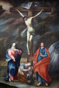 Kirche Unserer Lieben Frau von der Himmelfahrt. Kreuzigungsgemälde, Cordon, Frankreich von Unbekannt