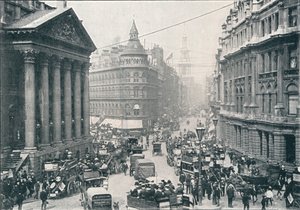 Vor dem Mansion House, City of London, 9 Uhr, ca. 1901