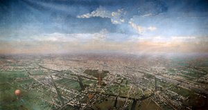Gesamtansicht von Paris, vom Observatorium in einem Ballon aufgenommen, 1855 von Unbekannt