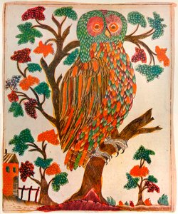 Eule, Lubok-Druck, 1800 von Unbekannt