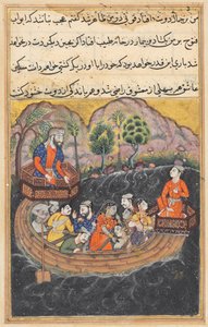 Seite aus Geschichten eines Papageis Tuti-nama: Achtundvierzigste Nacht: Der junge Mann aus Bagdad..., um 1560 von Unbekannt
