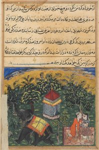Seite aus Geschichten eines Papageis Tuti-nama: Vierte Nacht: Die Frau des Bettlers täuscht..., ca. 1560
