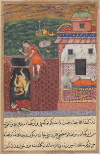 Seite aus Geschichten eines Papageis Tuti-nama: Vierte Nacht: Die zwei Köche..., ca. 1560 von Unbekannt