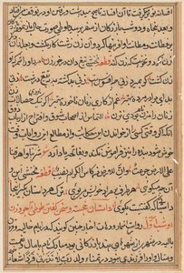 Seite aus den Geschichten eines Papageis Tuti-nama: Textseite, ca. 1560 von Unbekannt