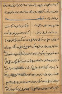 Seite aus den Geschichten eines Papageis Tuti-nama: Textseite, ca. 1560 von Unbekannt