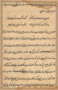 Seite aus den Geschichten eines Papageis Tuti-nama: Textseite, ca. 1560 von Unbekannt