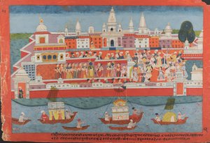 Seite aus einem verstreuten Bhagavata Purana Manuskript Leben von Krishna, ca. 1775 von Unbekannt