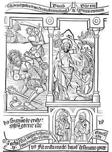 Seite der Biblia Pauperum (Armenbibel), 15. Jahrhundert von Unbekannt