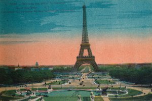 Panorama der Jardins du Trocadéro und des Eiffelturms, Paris, ca. 1920