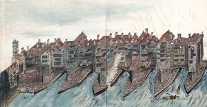 Teil der alten London Bridge, ca. 1600 von Unbekannt
