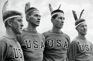 Teil des amerikanischen Goldmedaillen-Gewinners im Rudern, Olympische Spiele Berlin, 1936