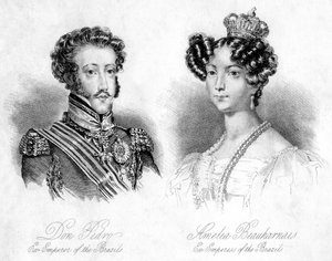 Pedro I., Kaiser von Brasilien und Prinzessin Amelie von Leuchtenberg von Unbekannt