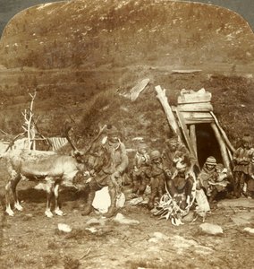 Menschen des kalten Nordens - Lappenheim und Familie, in der Nähe von Tromsø, Norwegen, um 1905